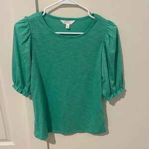 Lauren Conrad Teal Puff Sleeve Blouse